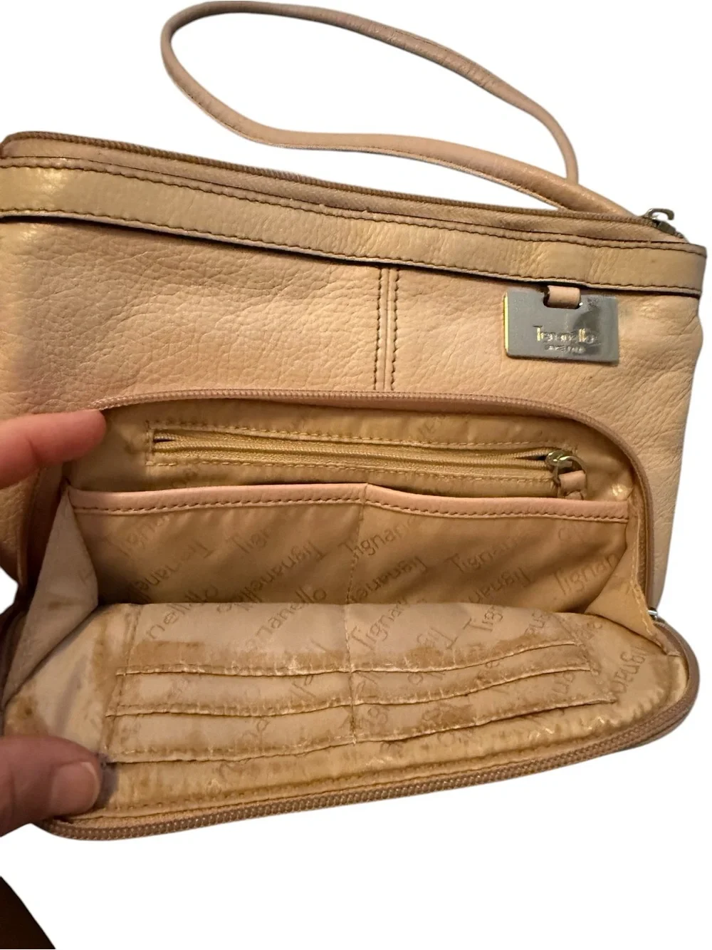 Tignanello Leather Crossbody Bag - Blush Pink